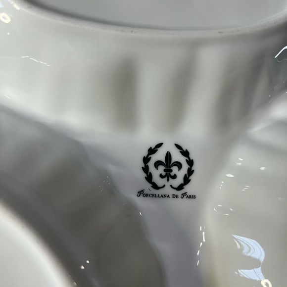 Porcellana de Paris Lovely Serving Dish 3 Compartments +Handle White Porcelain - Picture 5 of 7